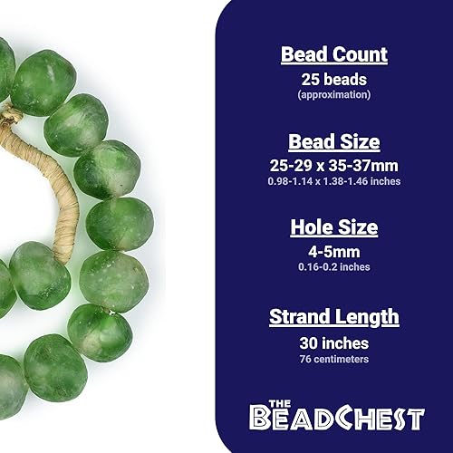 Miniatura 4 de Cuentas de vidrio reciclado súper jumbo, colgantes de pared con cuentas, cuentas de vidrio de mar africano extra grandes de 1.260-1.378 in, The Bead