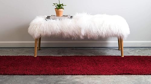 Miniatura 3 de Unique Loom Studio Solid Shag Collection Urban Modern - Alfombra de área supersuave y de felpa, 2 x 6 pies 7 pulgadas, rojo