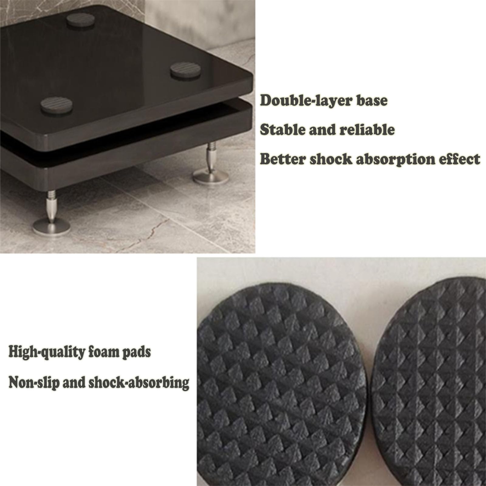 Support d'isolation pour enceintes à 2 niveaux - Pieds de caisson de basses pour moniteurs de studio standard, base de plateau pour enceintes, design durable (35 x 40 x 8 cm) - Améliore la q
