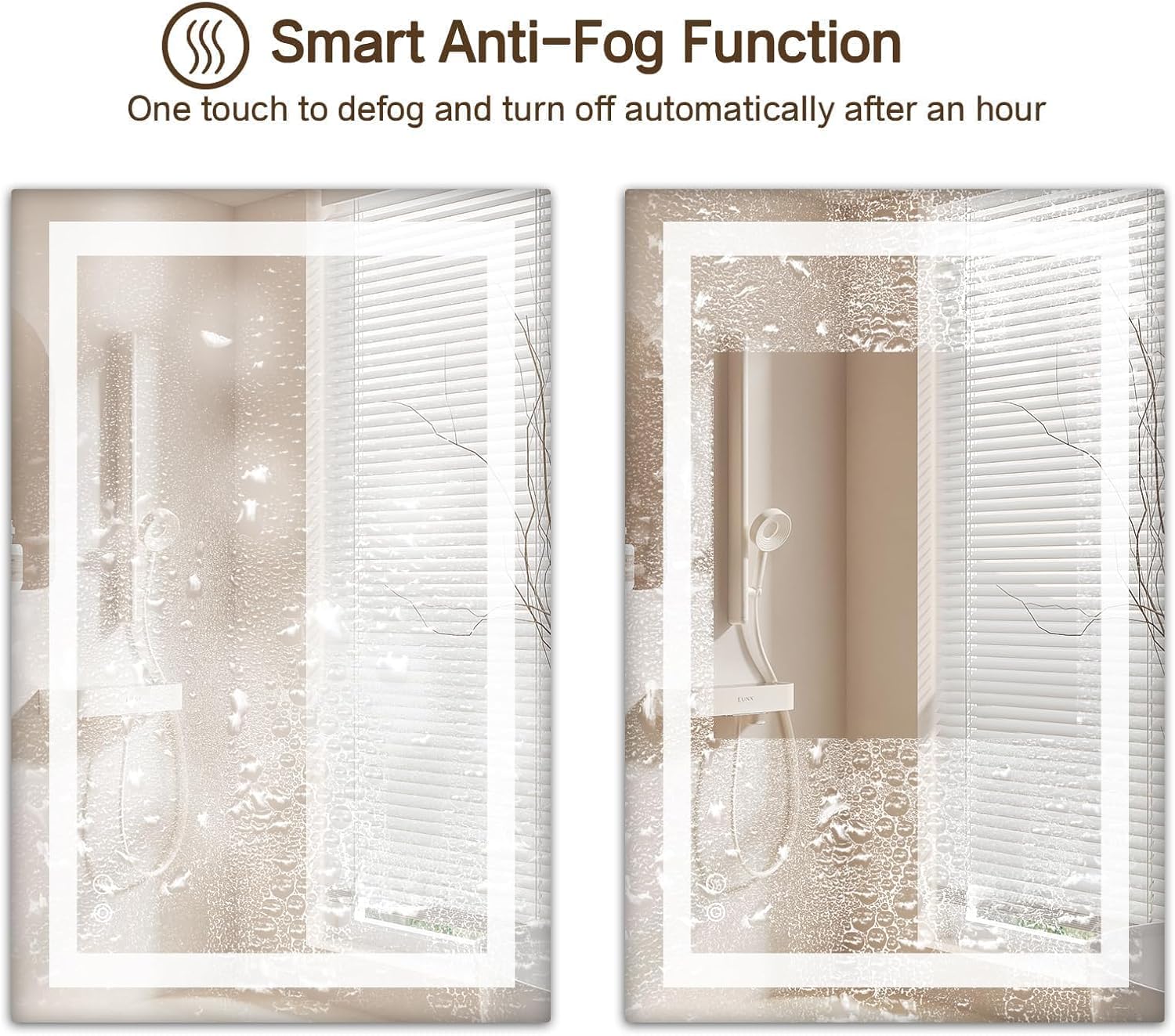 LED Bathroom Mirror with Front Light and Backlit, 30x36 Inch Rectangle Anti-Fog Wall Mounted Vanity Mirror, 3 Colors Light Dimmable Memory Makeup Mirror with Touch Switch