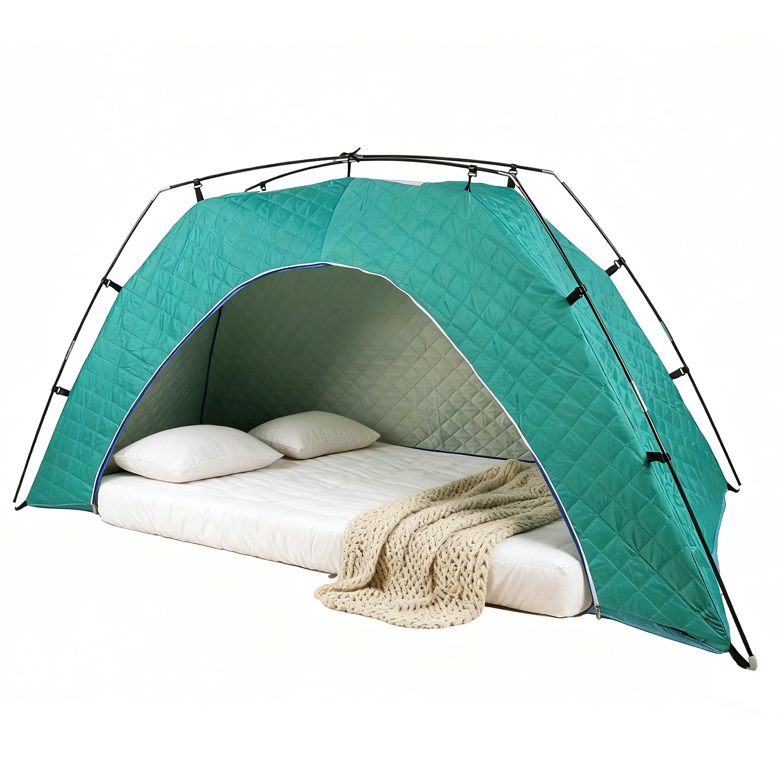 Bed Tent Canopy Bunk Twin Size for Youth and Kids - Portable Warm Sleeping Bed Tents 80% Blackout Pocket Inside, Breathable Private Space Tents Blue(Mattress Not Included)