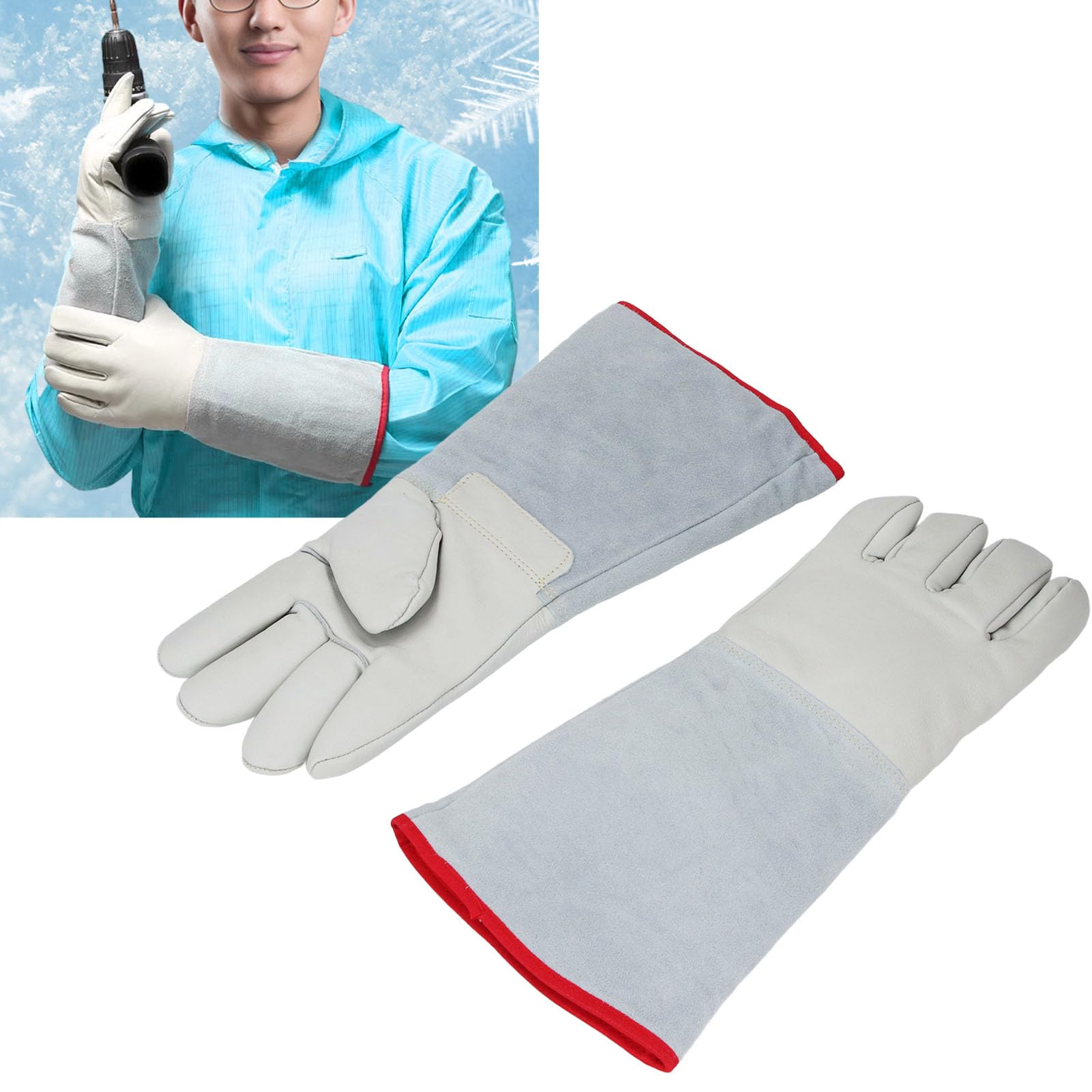 Alomejor Antigel de Protection LN2 Résistants au Froid pour la Manipulation de Glace Carbonique - LN2 de 40 Cm pour Laboratoire de Recherche Biomédicale