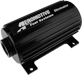 Aeromotive 11104 Eliminator Inline Fuel Pump, 12V Electric, High Horsepower, Dual Chamber, Submersible, for EFI and Carbureted Engines, Gas or E85 Fuel Type