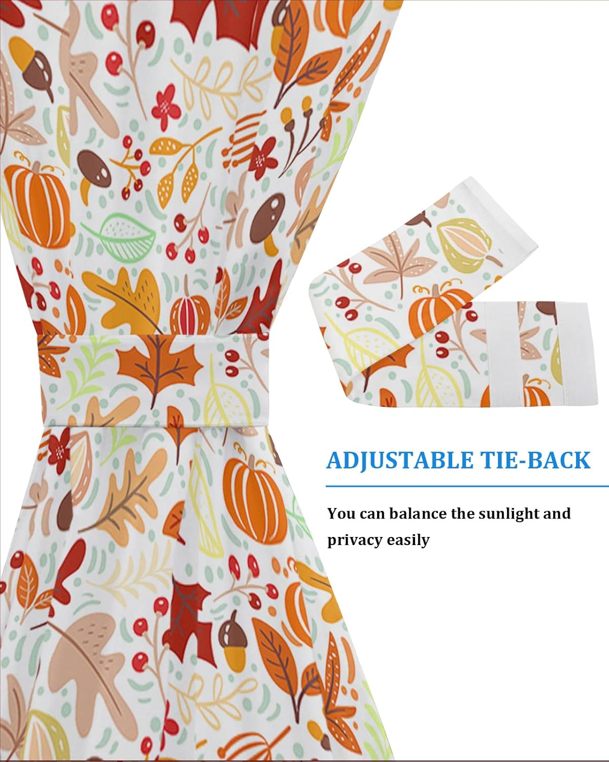 Blackout French Door Curtain, Fall Leaves Thermal Insulated Drapes, Autumn Maple Leaf Farmhouse Orange Room Darkening Curtains for Bedroom, Glass Door, 54'' x 72''