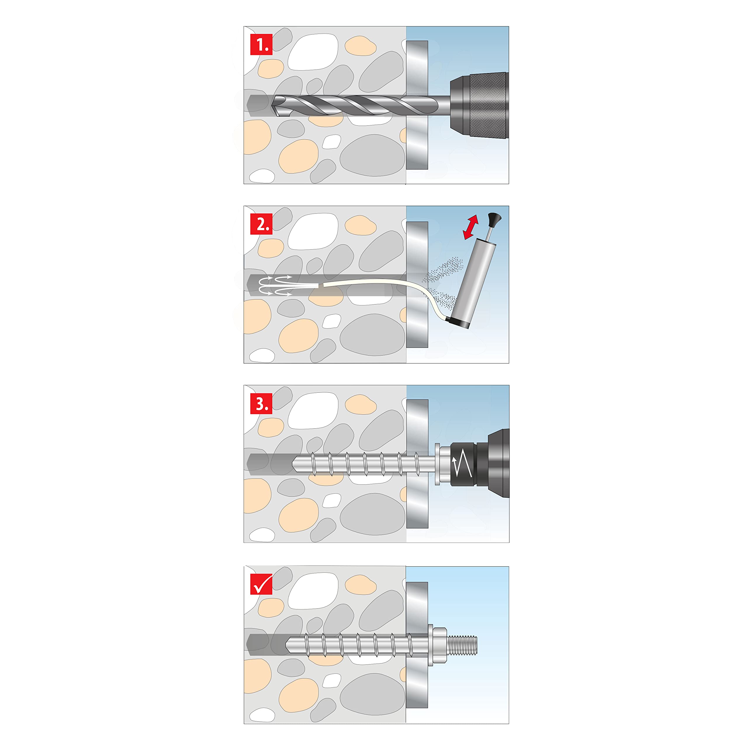 TOX Ancoraggio a vite Sumo Max 1 AG A4 10x140 mm, con filettatura di connessione M10, acciaio inox A4 per diverse profondità di installazione, approvato dalle autorità edilizie, 50 pezzi, 041171551