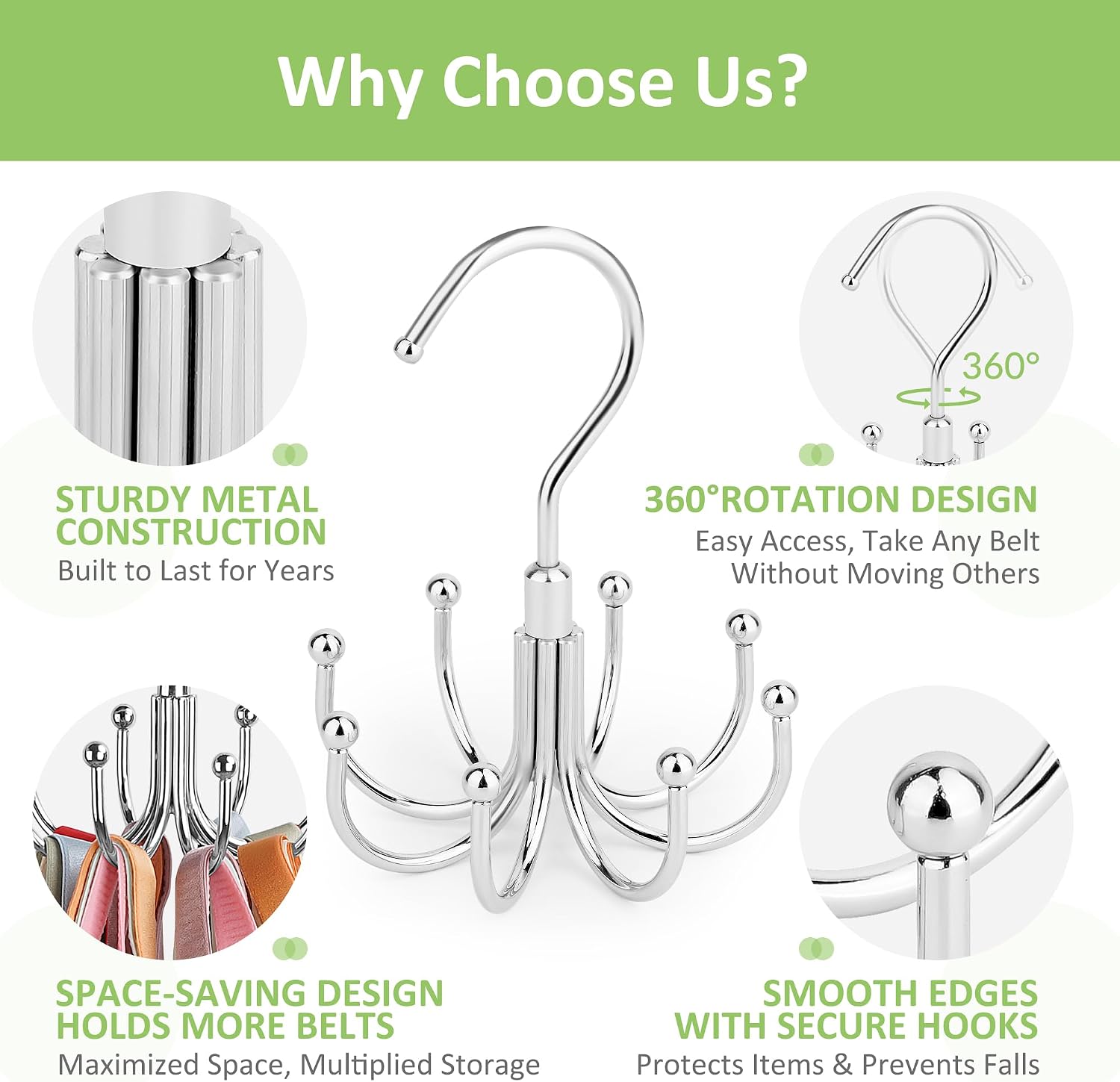 2 Pack Tank Top Hanger, Rotatable Bra Hanger for Closet, Max 24 Capacity Metal Tank Top Holder Storage Space Saving Sport Bra Organizer, Silver