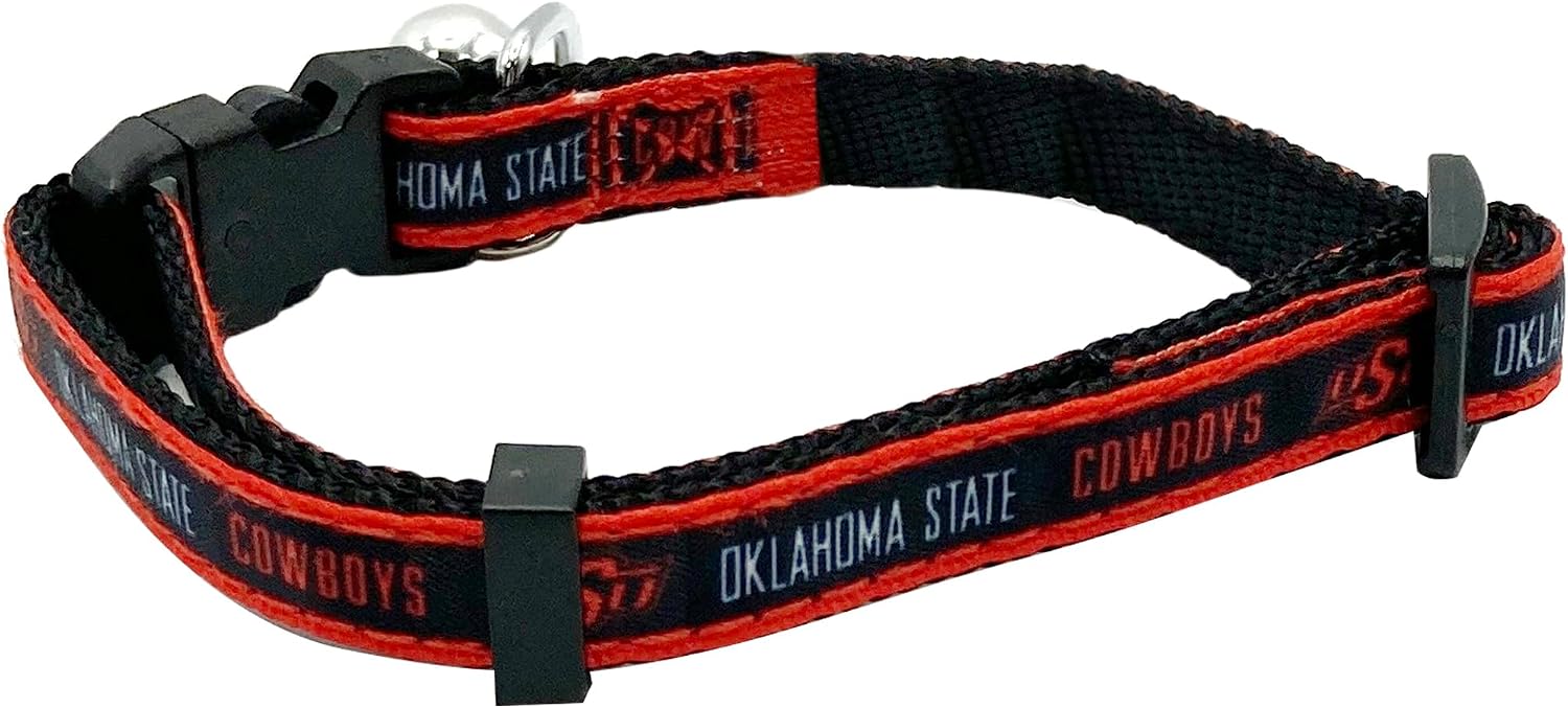 NCAA CAT Collar Oklahoma State Cowboys Satin Cat Collar College Sports Team Collar for Dogs & Cats. A Shiny & Colorful Cat Collar with Ringing Bell Pendant image 2