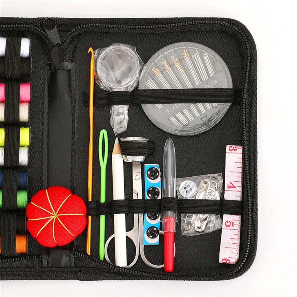 JFDBGU Juego de costura, tela, costura, viaje, aguja de coser, caja de costura, juego de 90 piezas