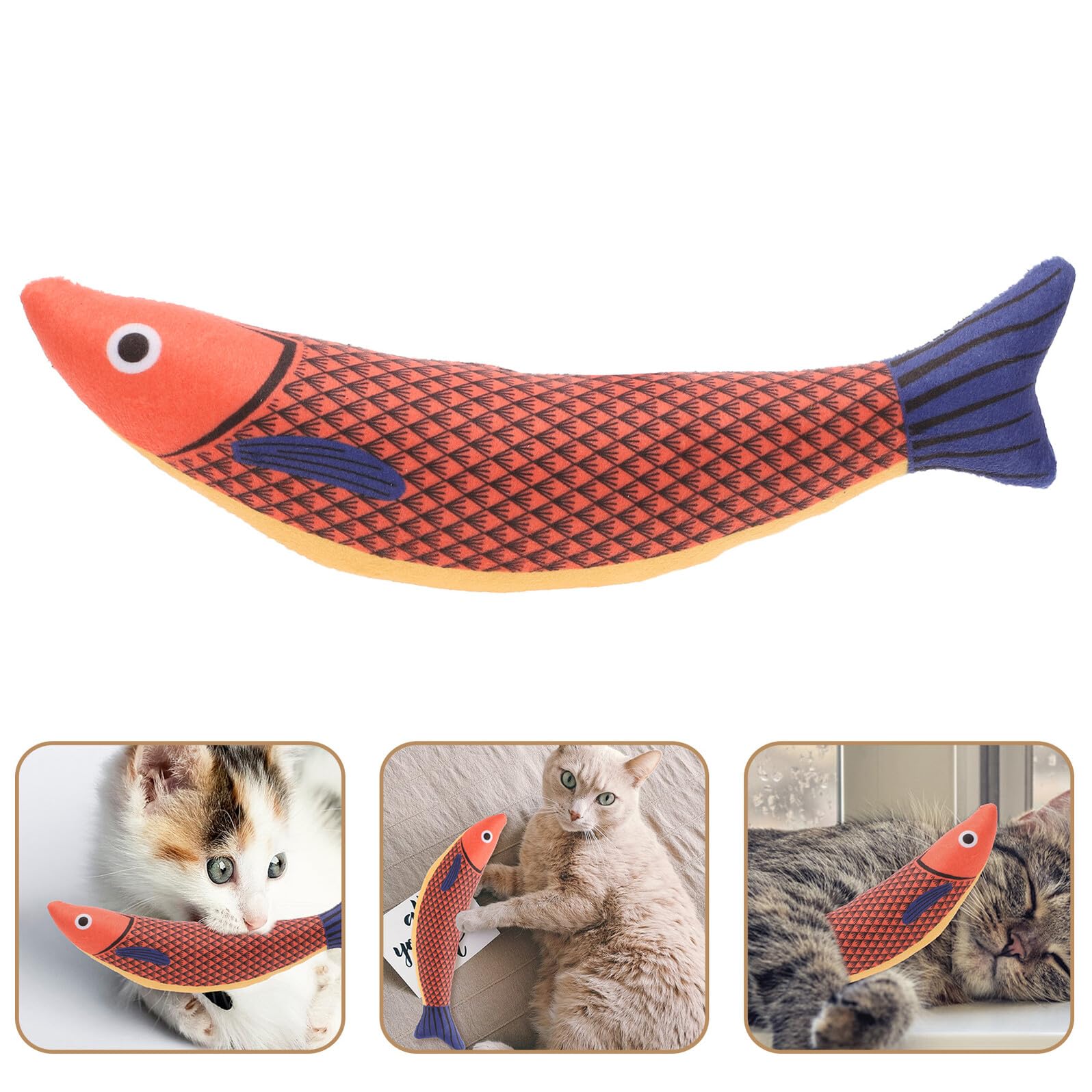 POPETPOP Jouet Chat Peluche Poisson Interactif Herbe à Chat Intégrée