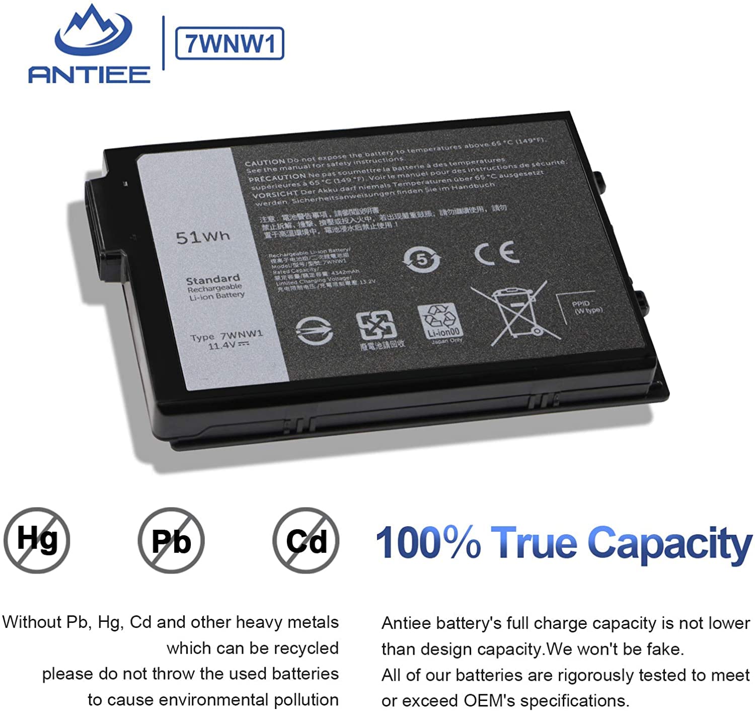 ANTIEE Compatible with 7WNW1 DELL Latitude 5420 5424 Rugged Latitude 7424 Rugged Extreme Series Laptop battery DMF8C 0DMF8C GK3D3 0GK3D3 11.4V 4342mAh 3-Cell