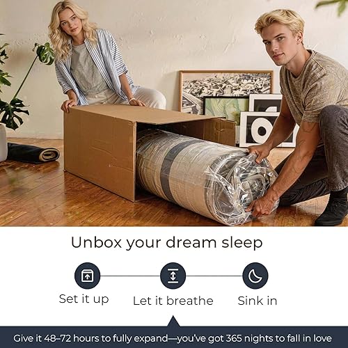 Miniatura 8 de Colchón King, colchones de 14 pulgadas tamaño King en una caja, colchón híbrido de espuma viscoelástica, con resortes de bolsillo individuales para