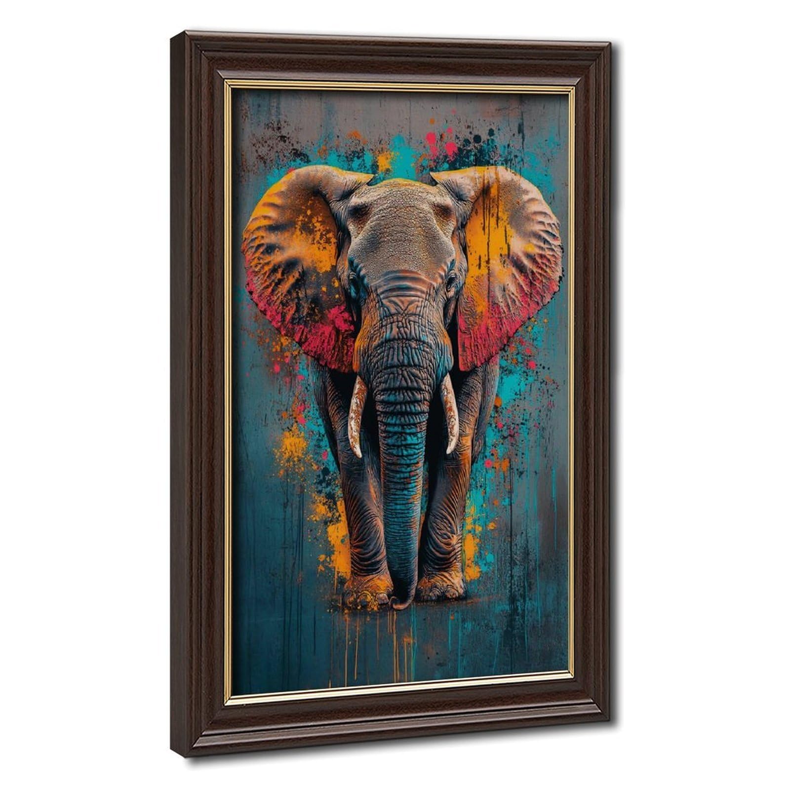 Bareronor Graffiti Elephant Canvas Poster Bedroom Decor Landscape Office Room Decor Gift 24" L X 36" W
