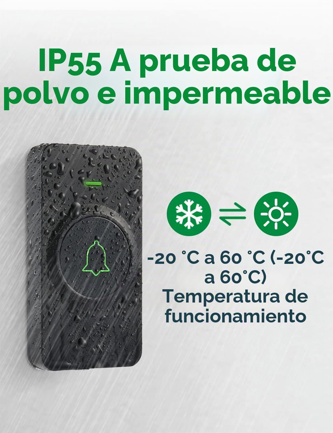 AVANTEK Waterpoof Timbre de puerta inalámbrico, funciona con pilas, funciona a 1000 pies, kit de timbre portátil con 52 melodías, 5 niveles de volumen y sonido de calidad de CD