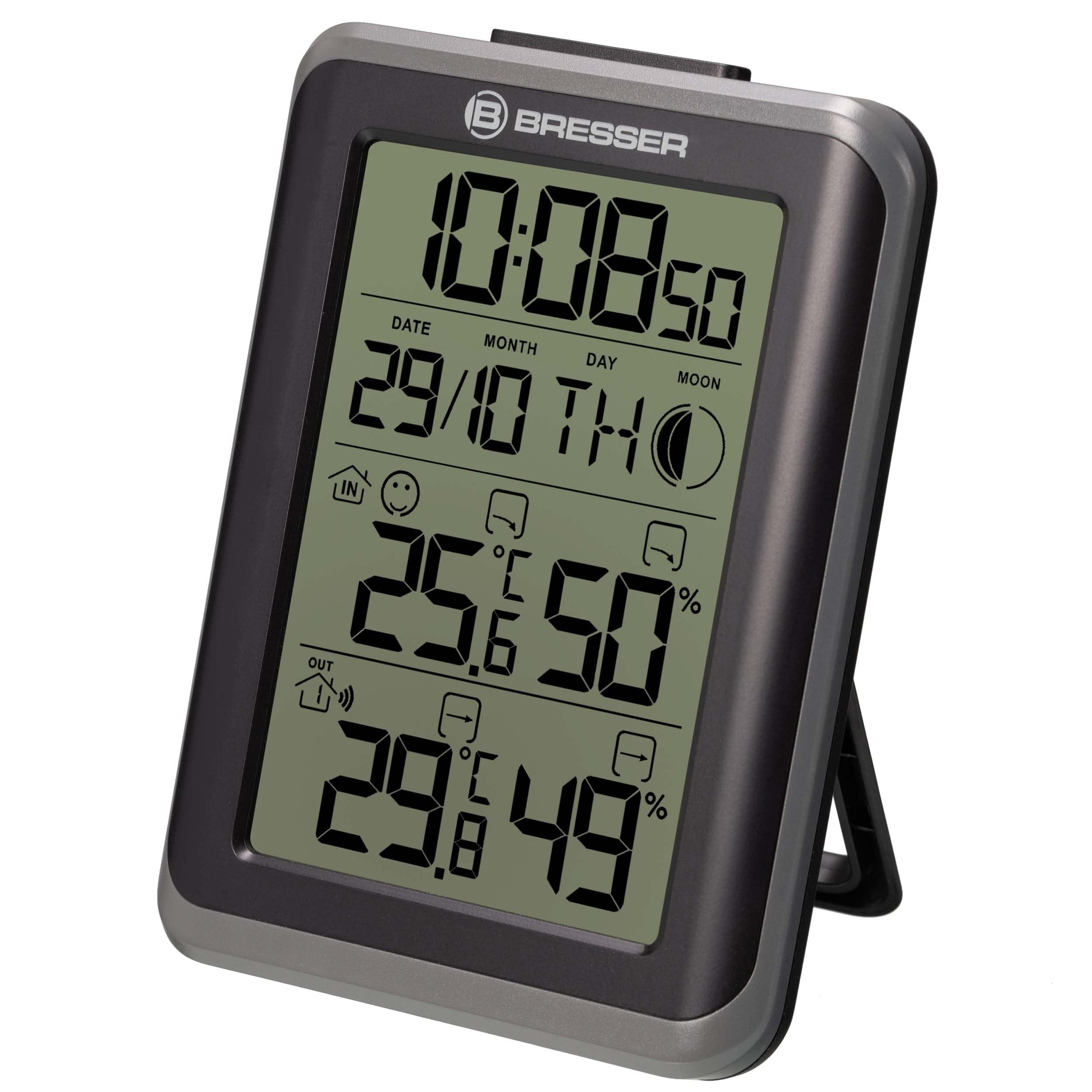 BRESSER ClimaTemp IO Jumbo - Set termometro Wireless con 2 stazioni e 3 trasmettitori per Temperatura e umidità