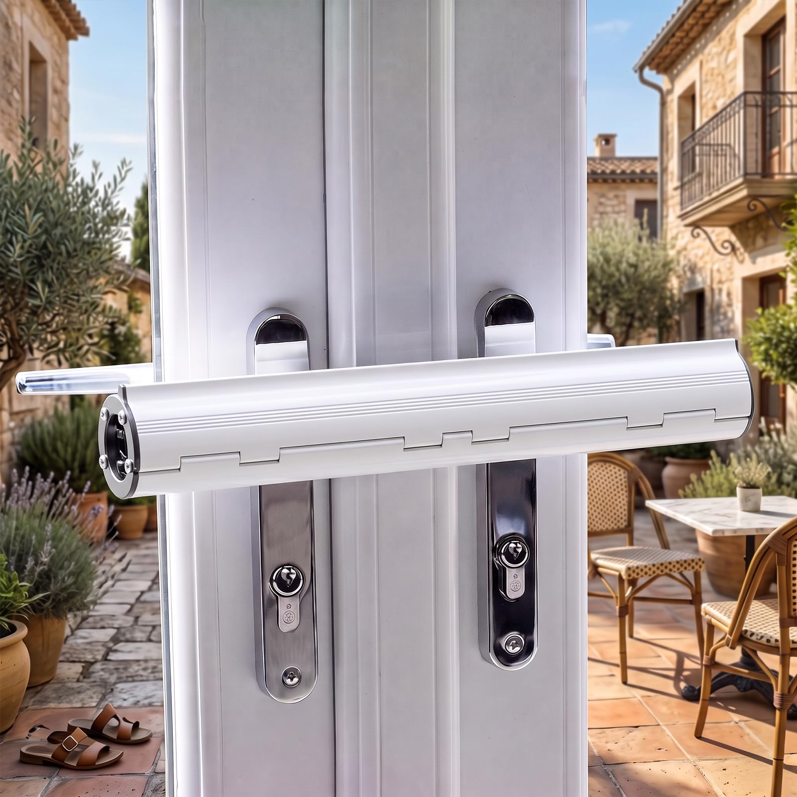 BOSONER Patio Door Security Lock: High Security French Door Security Lock with 2 Handle Anti-Theft for French Double Conservatory Doors Door Security Patio Lock for Patio French Door