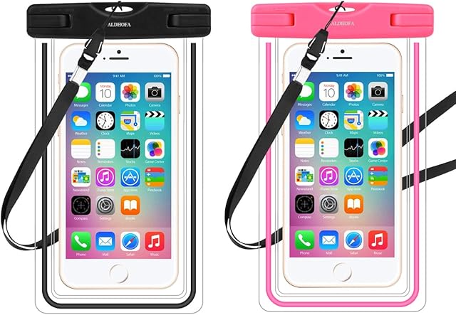 ALDHOFA Waterproof Phone Pouch, Cellphone Dry Bags Cases for iPhone 12 pro/12/12 mini/11 pro /11/SE/XR/X/8/7 Plus/6s, Samsung Galaxy A50/A40/S8/S7 Black and Pink