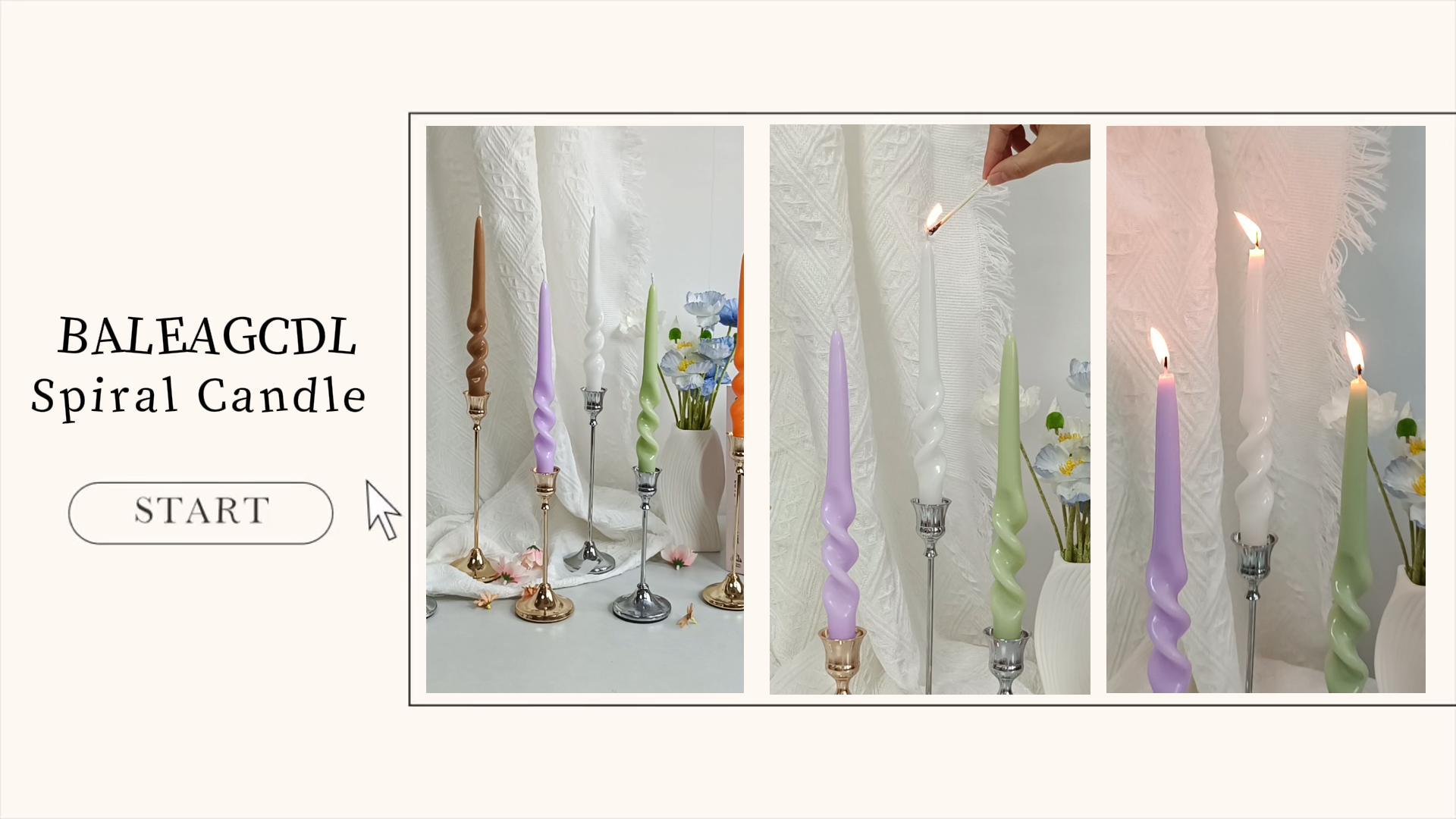 Image of White Twisted Taper Candle Smokeless Spiral Candlesticks 9.5 Inch Unscented Handmade Candles for Holiday Wedding Home Decoration 4 Pcs