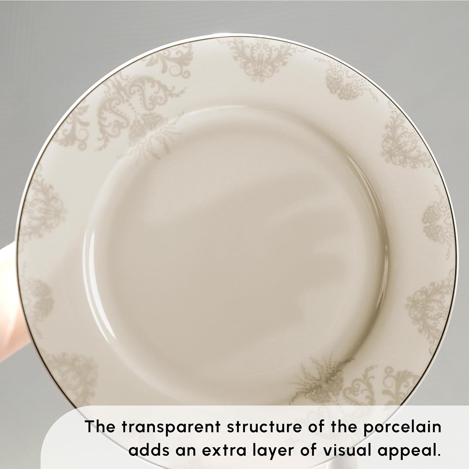 Karaca Siena 53-Piece Porcelain Plates and Bowls Set with Dinner & Dessert Plates, Shakers - Bone China Dishware Sets - Kitchen Dinnerware Set for 12 People