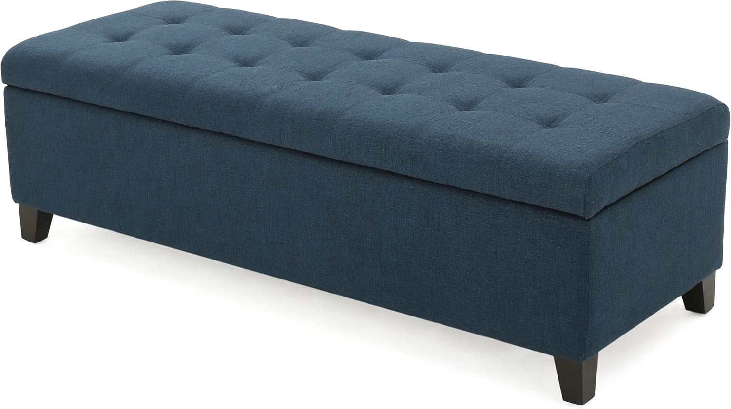 Dancongtea 51 Inch Storage Ottoman Bench with Navy Blue Upholstery, Entryway Bench with Hidden Storage, End of Bed Bench with Rubber Wood Legs, Foot Rest for Bedroom Living Room, 300lbs