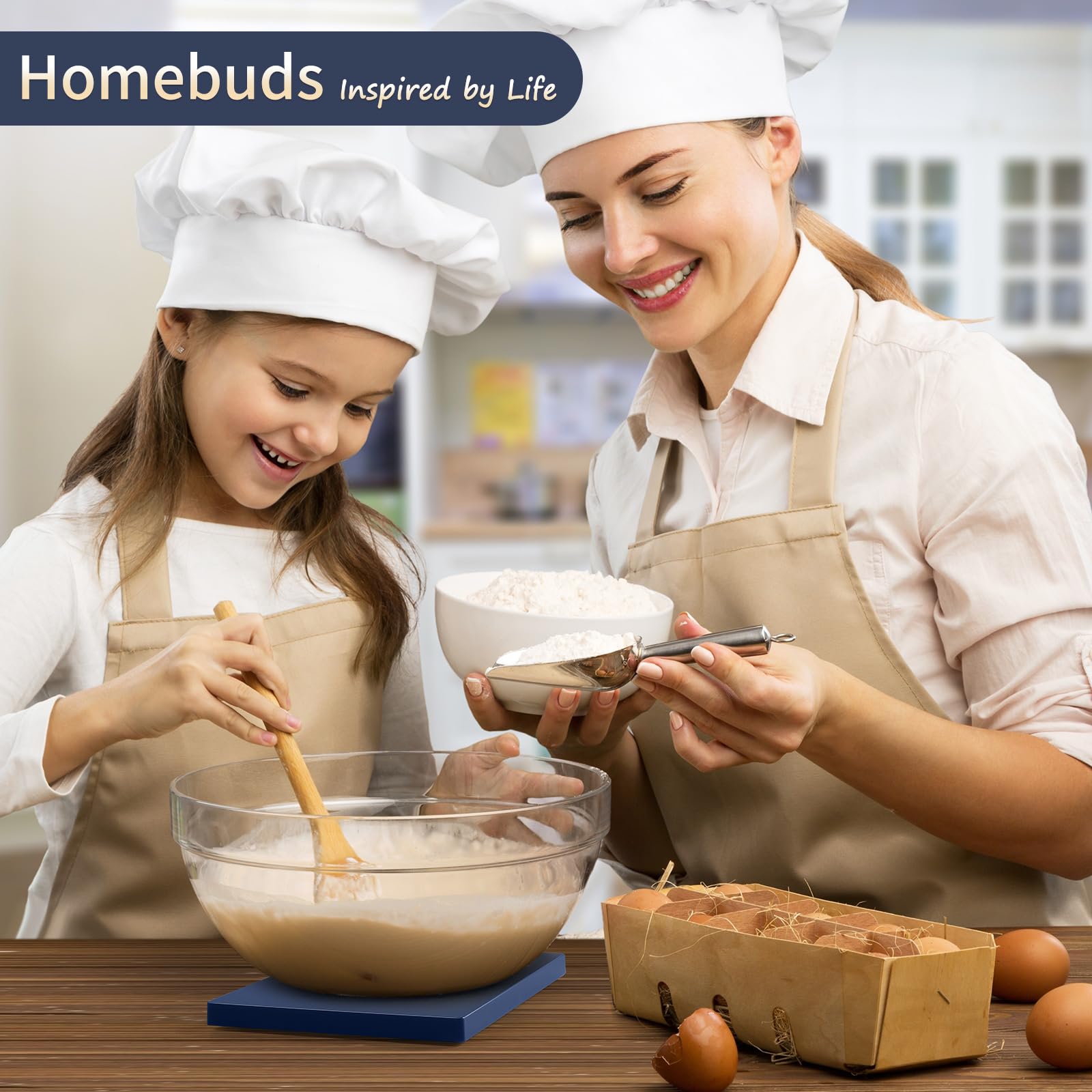 Homebuds Cyfrowa waga kuchenna 10kg, wysoka precyzja zapewniona przez profesjonalną fabrykę wag kuchennych SINCE 2001, waga kuchenna do gotowania i pieczenia, LED, 3*AAA w zestawie, Niebieska