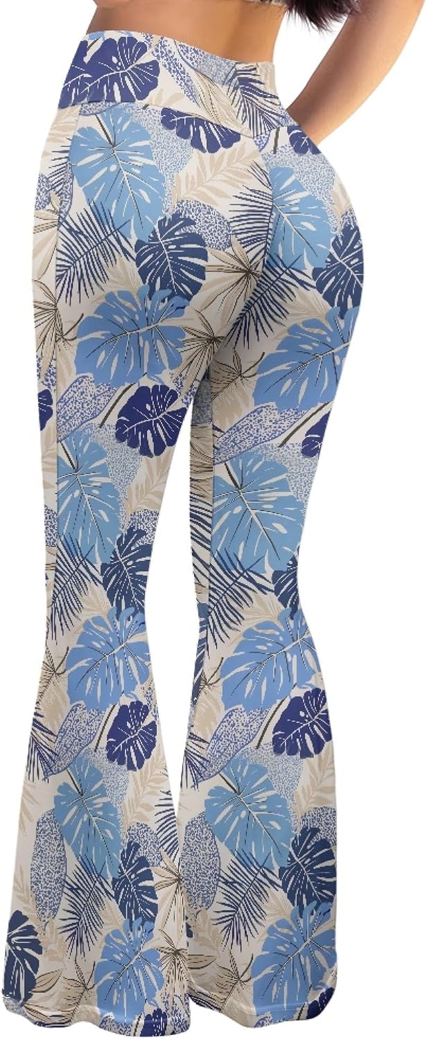 Amzbeauty Yoga Flare Pants for Women High Waist Tummy Control Stretch Casual Wide Leg Bell Bottoms