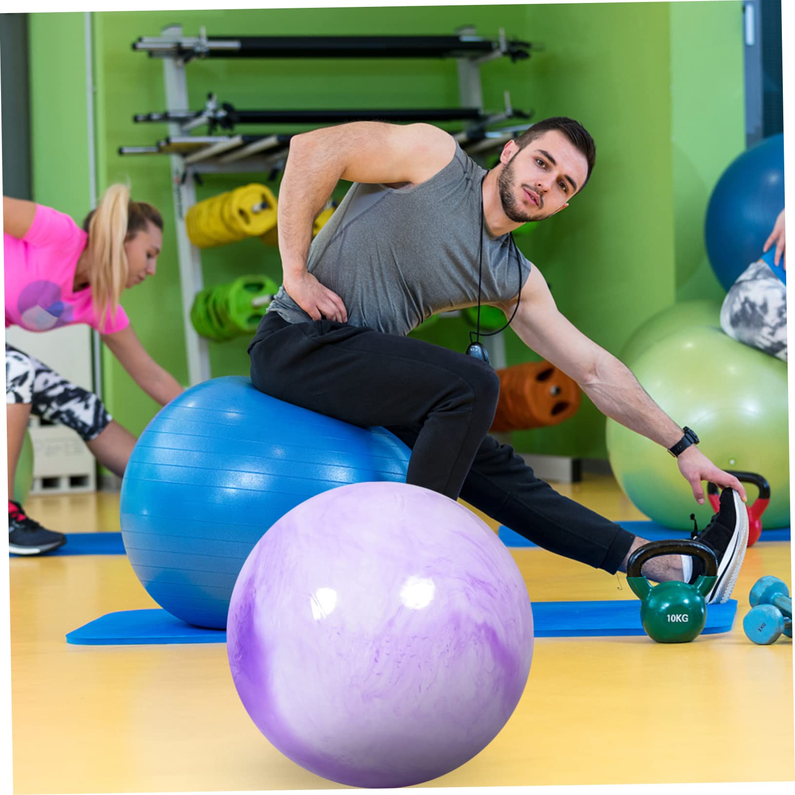 YARNOW Pelota de Ejercicio Marmolada de PVC 65cm, 2 Juegos | Inflable de Superficie Lisa, Apta para Yoga y Embarazo, Ligera, Diseño Duradero y Humanizado