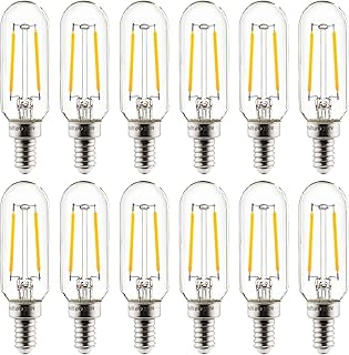Sunlite LED Filament T8 Tubular Light Bulb, 2 Watts (25W Equivalent), Candelabra E12 Base, Dimmable, 85 mm, UL Listed, 130 Lumens, 2700K Soft White, 12 Count