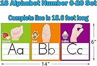 Vista 7 de Juego de línea de números del alfabeto ASL ABC 0-20, tarjetas de números del alfabeto en lenguaje de señas americano, pósteres, tableros