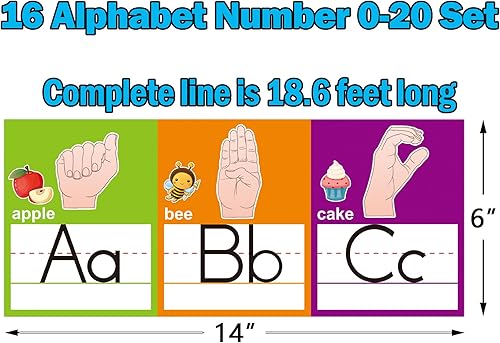 Miniatura 18 de OUNENO Juego de tablones de anuncios de línea del alfabeto, números ABC 0-20, decoraciones de pared para preescolar, jardín de infantes, primaria