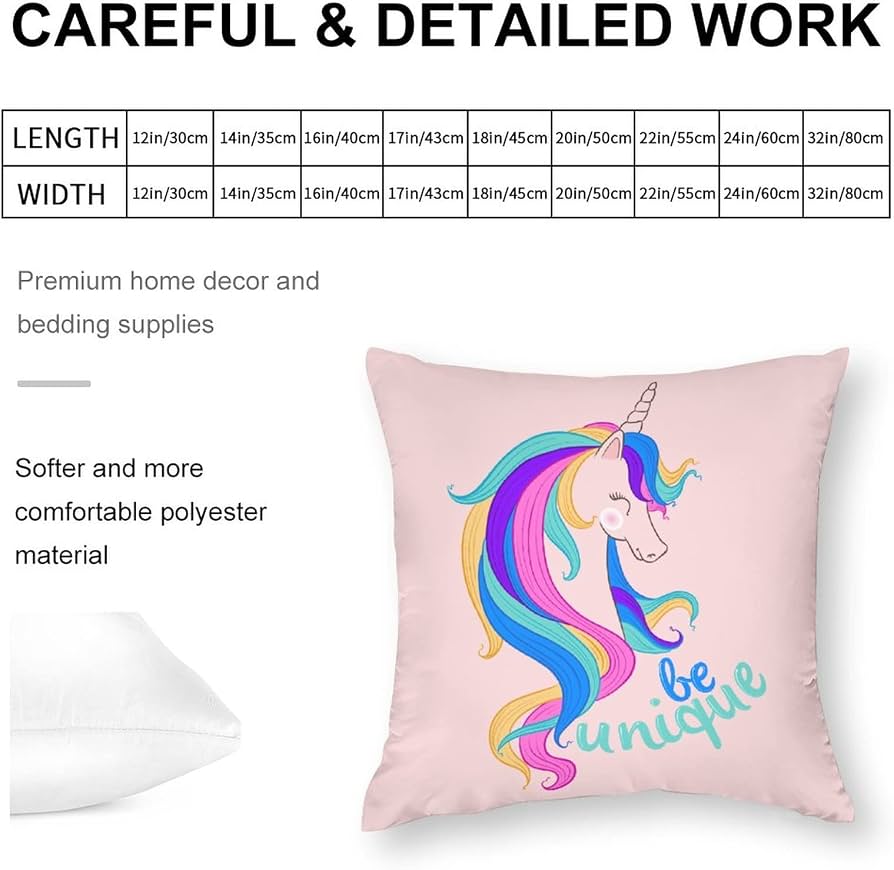 Yinsili Federe Per Cuscino 40x40 Con Paillettes Reversibili Unicorno – 2 Pezzi – Solo Federe (senza Imbottito)