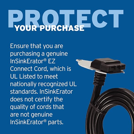INSINKERATOR Garbage Disposal EZ Connect 3-Foot Power Cord for EZ Connect Power and Advanced Series Continuous Feed Food Waste Disposer Models, CRD-EZ, Black