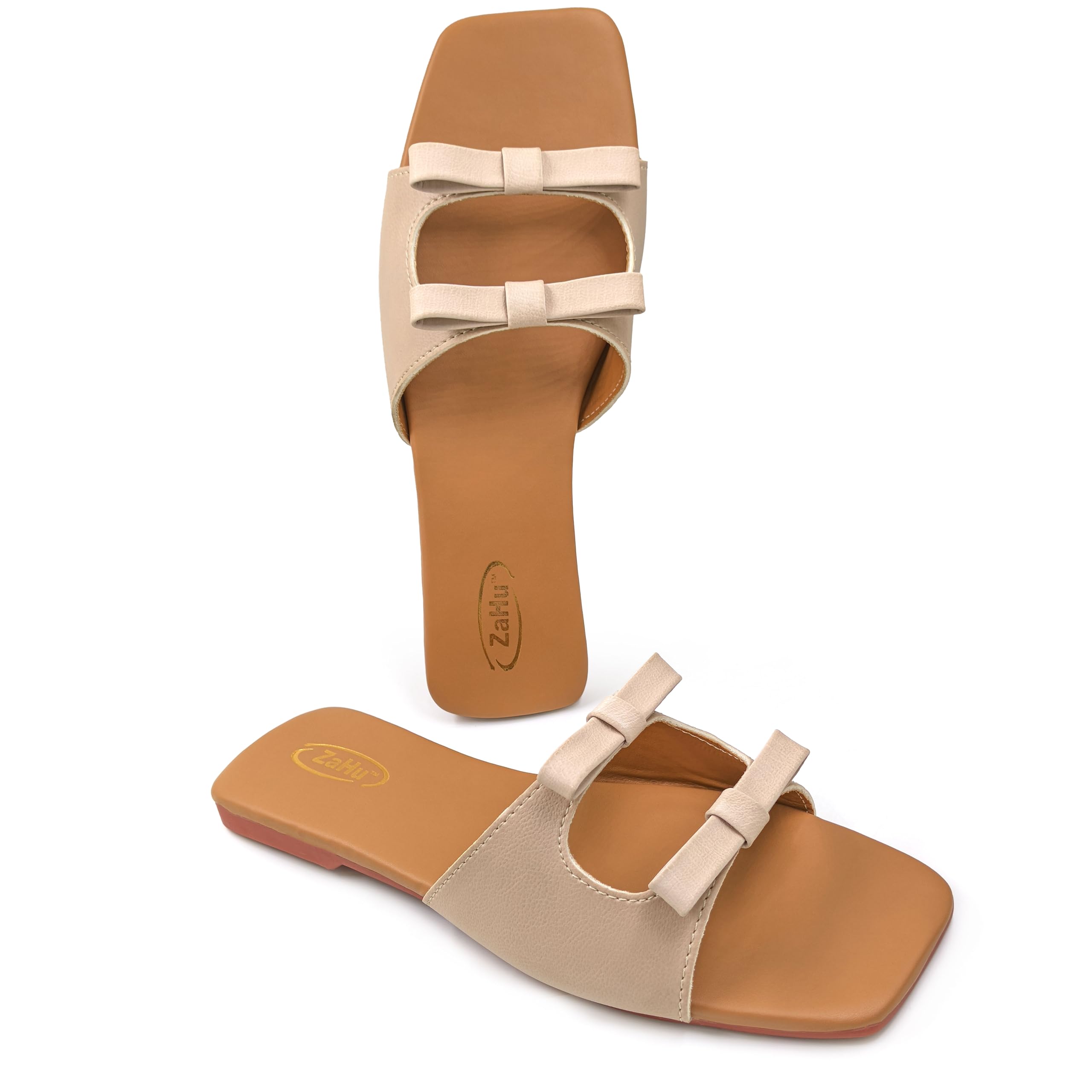 Women’s Flat Slide Sandals Faux Leather Beige Double Bow Square Toe Slip On Casual Dressy Summer Footwear Comfortable Lightweight Durable for Travel Beach Party Office Gifting Modern Minimalist Open Toe Low Heel Soft Cushioned Insole Non Slip Sole Easy Care Stylish Versatile Vacation Wedding Brunch Shopping Work Women-image-32