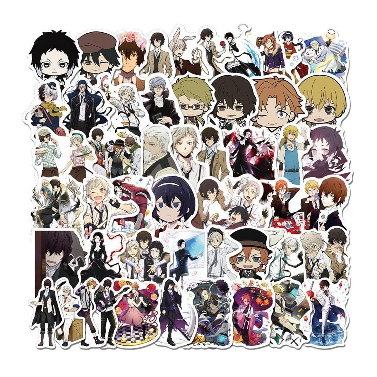 文豪ストレイドッグス PVC 防水 可愛い おしゃれ forぼっちざろっく 人気 アニメ 漫画ステッカー手帳 シールDIY 車 (50枚入り)