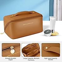 Bolsa De Maquillaje De Cuero TPU Para Mujer, Organizador Grande, Bolsas De Cosméticos Con Divisor, Bolsa De Aseo Ristente Al Agua Para Viaj - AliExprs