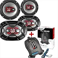 Kit Facil Bravox, 4 Alto Falantes + TL500 Módulo Taramps; Som Automotivo Completo, 6 e 6x9 Polegadas; 240 Watts Rms + 2 Canais de 45 Watts cada para Portas Dianteiras e Tampão Carro