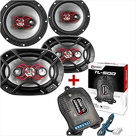 Kit Facil Bravox, 4 Alto Falantes + TL500 Módulo Taramps; Som Automotivo Completo, 6 e 6x9 Polegadas; 240 Watts Rms + 2 Canais de 45 Watts cada para Portas Dianteiras e Tampão Carro