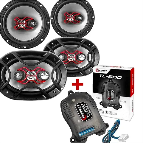Kit Facil Bravox, 4 Alto Falantes + TL500 Módulo Taramps; Som Automotivo Completo, 6 e 6x9 Polegadas; 240 Watts Rms + 2 Canais de 45 Watts cada para Portas Dianteiras e Tampão Carro