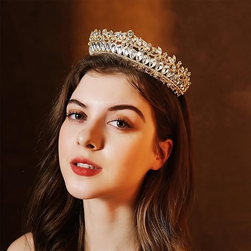 Miniatura 2 de Tiaras y coronas para mujer, tiara de boda de cristal para mujer, diadema de corona de reina real, tiara de princesa de metal para novia,