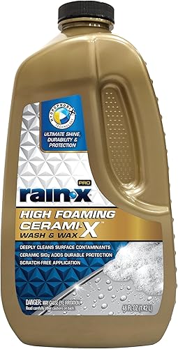 Rain-X 620199 Pro High Foaming Cerami-X Wash and Wax, 48oz  Limpieza profunda y fórmula de alta espuma para lavar y proteger tu vehículo con