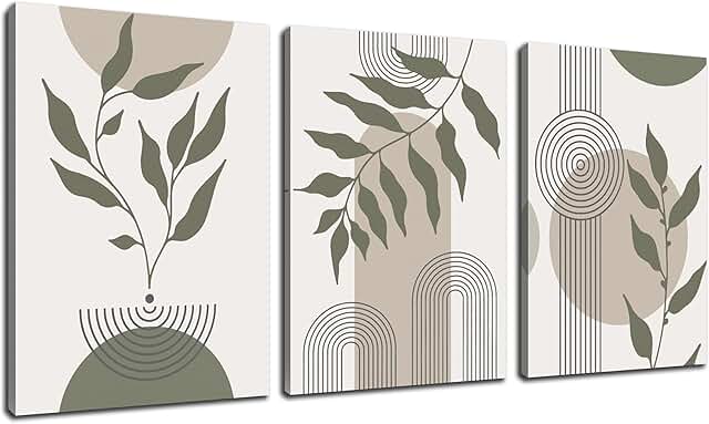 Boho Canvas Wall Art for Bathroom Green Bohemian Wall Decor for Bedroom ...