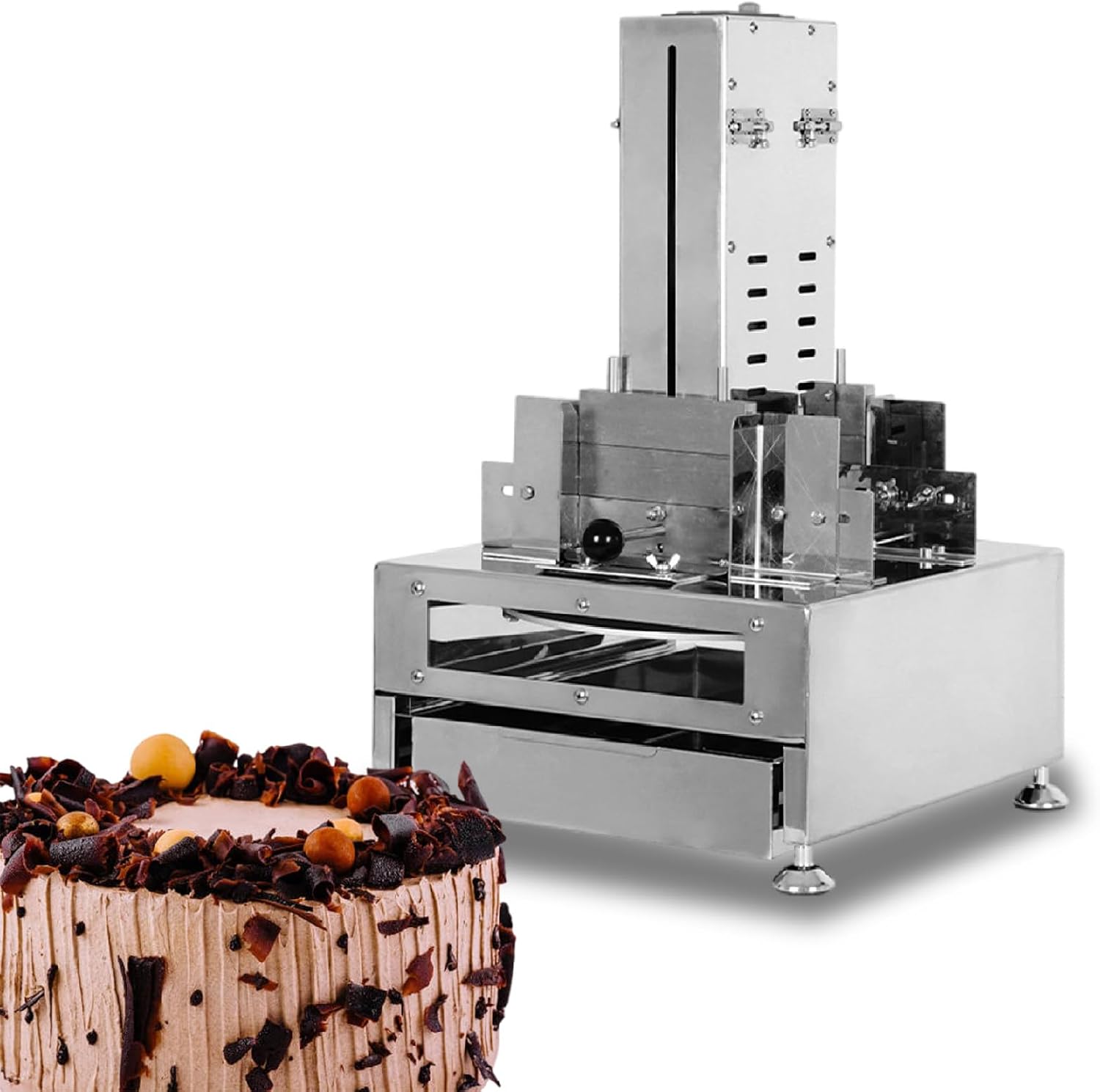 Electric Chocolate Shaver, Automatic Chocolate Scraper Cheese Slicer with 4 Shaped Scrapers, Stainless Steel Baking Tool for Chocolate Desserts Food Making