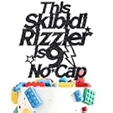 Tivurcia This Skibidi Rizzler is 9 No Cap Cake Topper, Bruh I'm 9, Funny Modern Z Nine Years Old, 9th Birthday Party Decoration Supplies, Black Glitter
