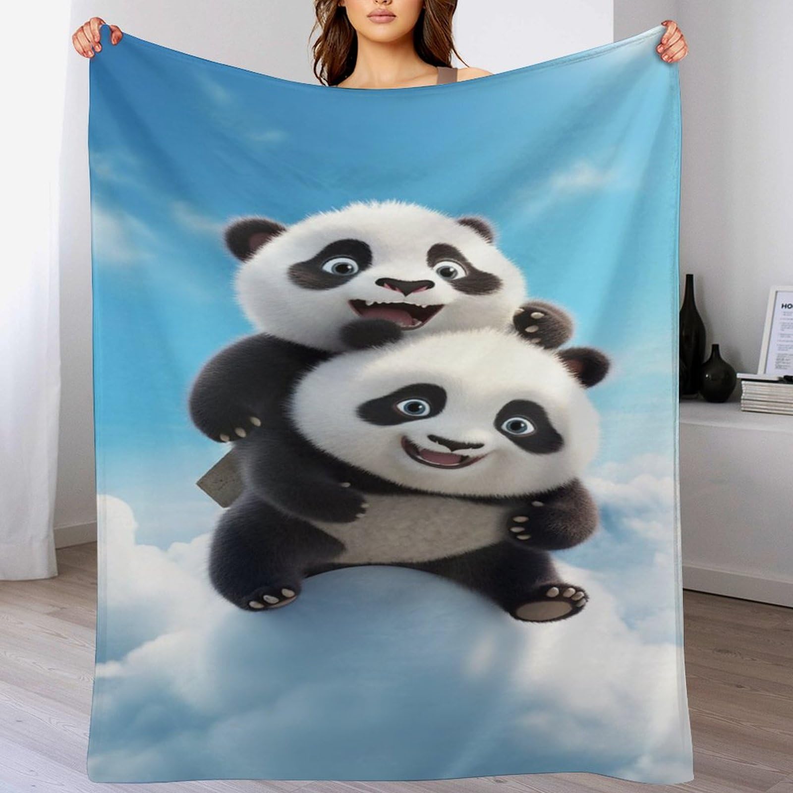 Couverture Panda en flannel pour des soirées cocooning sur le canapé