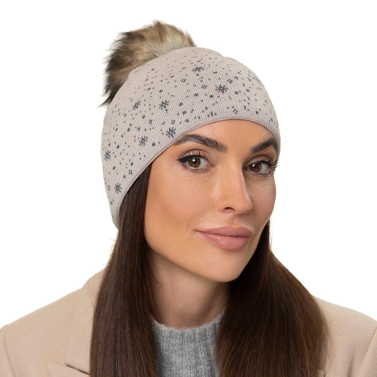 Eisbär Bonnet en Tricot Rana Lux Femme - Made in Austria pour l'hiver Beanie avec Doublure, Doublure Hiver Automne-Hiver
