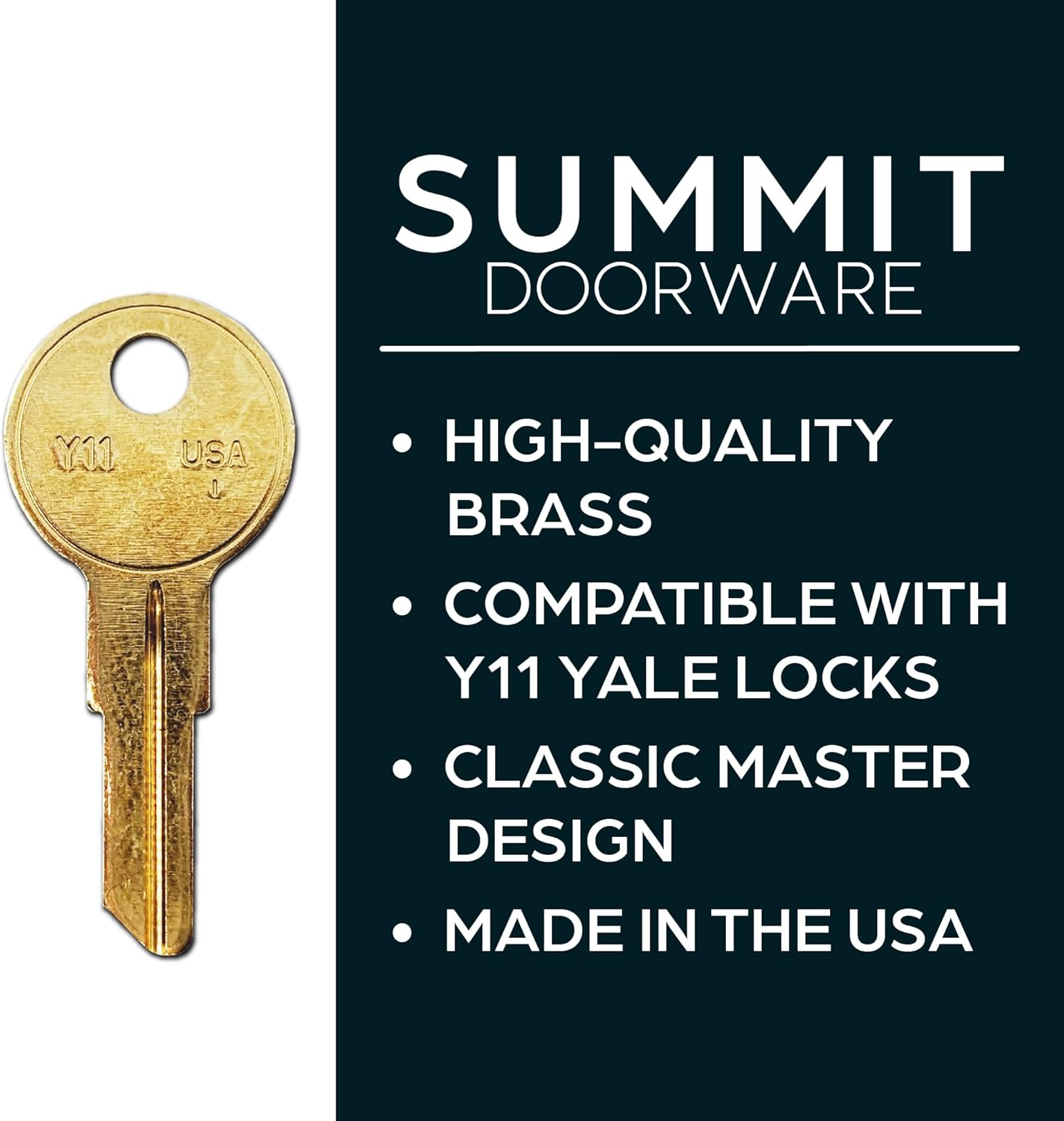 SUMMIT DOORWARE Y11 Key Blanks in Premium Brass | Uncut Blank Keys for Home and Professional Use | Pack of 50 Blank Keys
