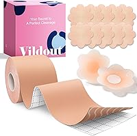 Vildout Boob Tape Kit: Breathable Adhesive Breast Lift Tape with Petals & Covers for A-G Cup Large Breasts - Beige