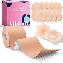 Boob Tape Kit - Boobtape for Breast Lift with Petals and Covers, Breathable Sticky Adhesive Bra Tape, Push Up Boobytape for Large Breasts A-G Cup Beige