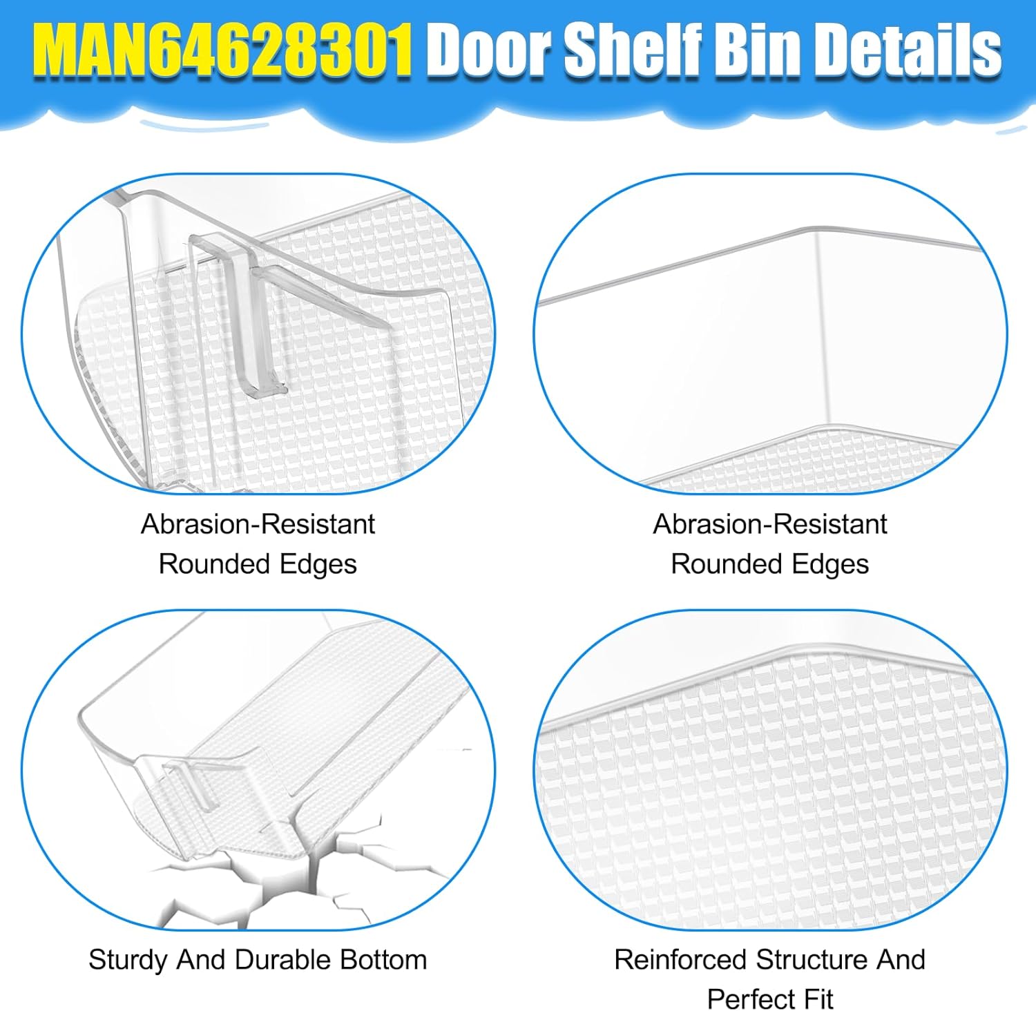 UPGRADED MAN64628301 Refrigerator Door Bin Compatible with LG Refrigerator Door Bin Shelf Basket for Kenmore LG Refrigerator LRFXC2406S LRFXC2416S LLMXS3006S LRFXC2416D Door Bin AP6892844 PS12730394
