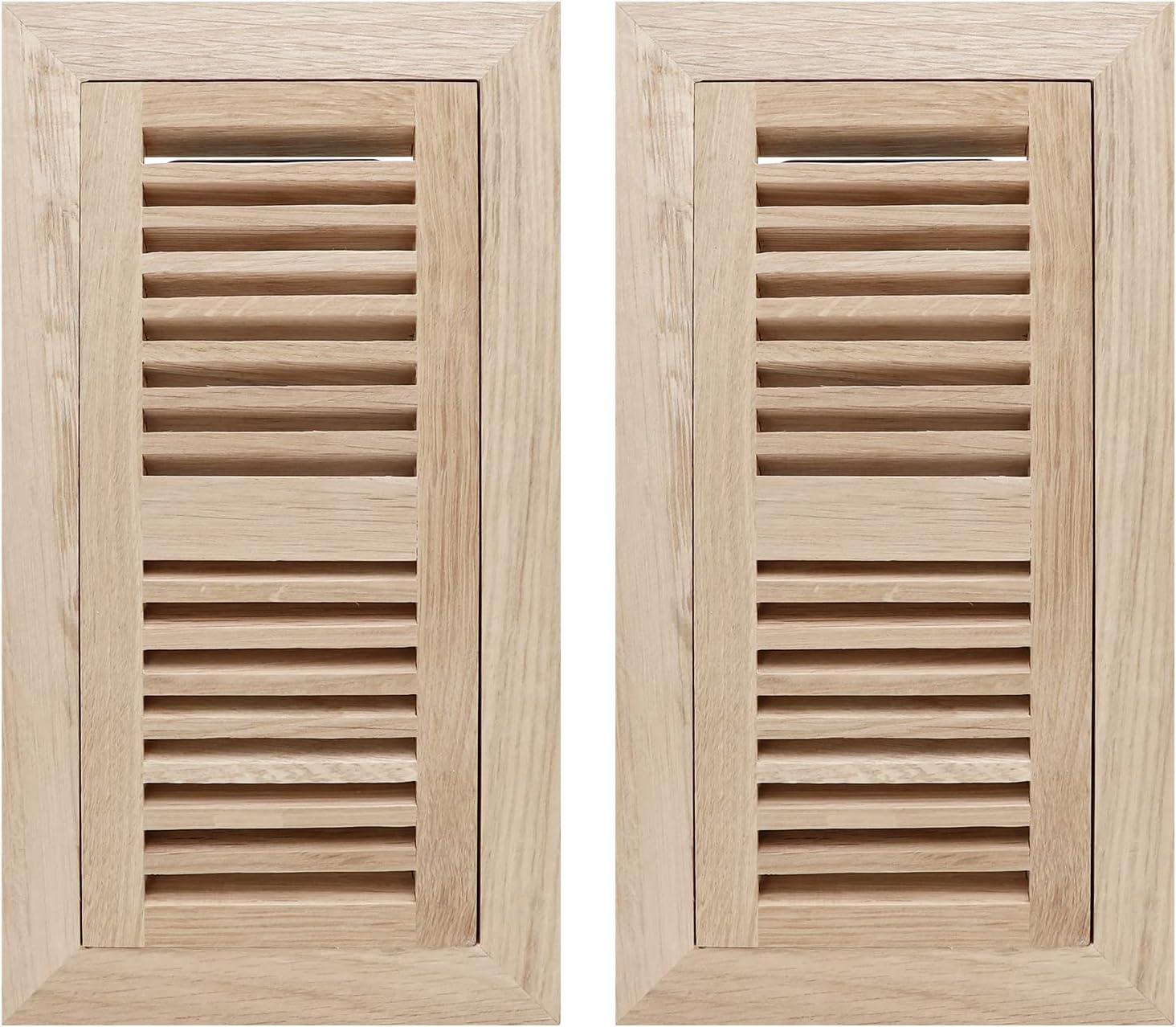 White Oak Floor Register 4x10 Inch (Duct Opening) with Metal Damper Wooden Flush Mount Floor Vent 3/4 Inch Thickness Unfinished (2PCS)) 4 x 10 2pcs-white oak