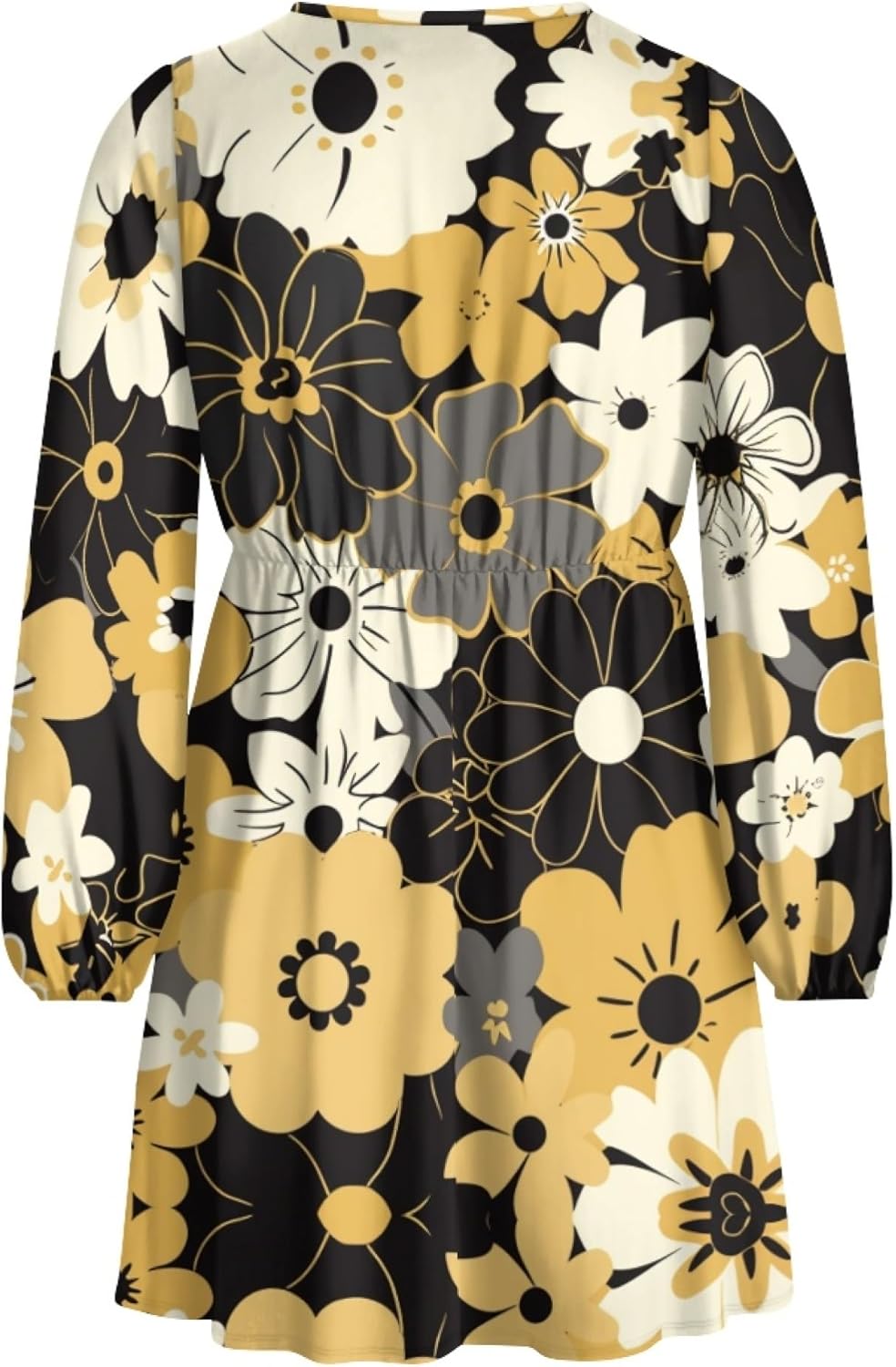 Lantern Sleeve Dress for Women Floral 2025 Fashion Empire Waist Swing Flowy Ruffle V Neck A Line Holiday Mini Dress - Image 6